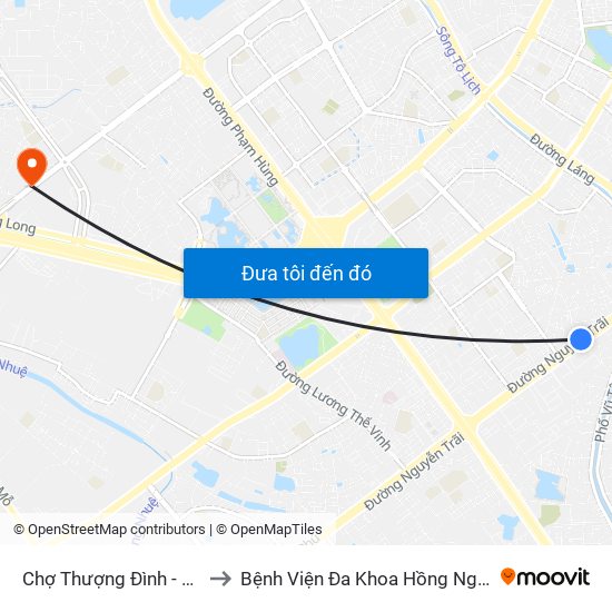 Chợ Thượng Đình - 224 Nguyễn Trãi to Bệnh Viện Đa Khoa Hồng Ngọc Phúc Trường Minh map