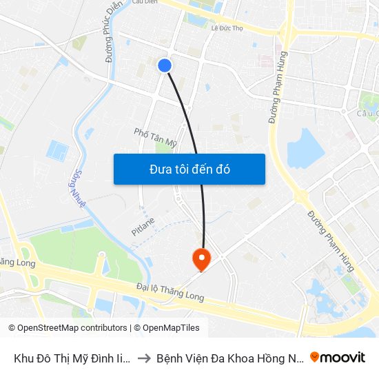 Khu Đô Thị Mỹ Đình Ii- Nguyễn Cơ Thạch to Bệnh Viện Đa Khoa Hồng Ngọc Phúc Trường Minh map