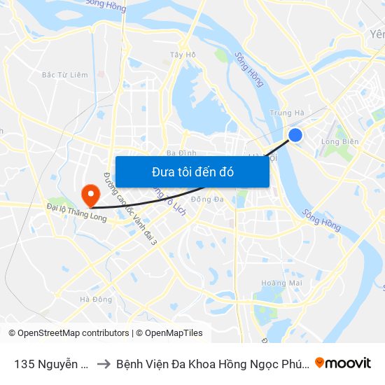 135 Nguyễn Văn Cừ to Bệnh Viện Đa Khoa Hồng Ngọc Phúc Trường Minh map