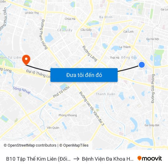 B10 Tập Thể Kim Liên (Đối Diện Ngõ 46b Phạm Ngọc Thạch) to Bệnh Viện Đa Khoa Hồng Ngọc Phúc Trường Minh map