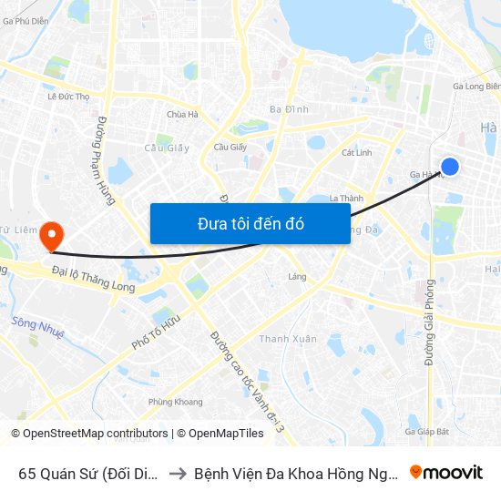 65 Quán Sứ (Đối Diện 80 Quán Sứ) to Bệnh Viện Đa Khoa Hồng Ngọc Phúc Trường Minh map