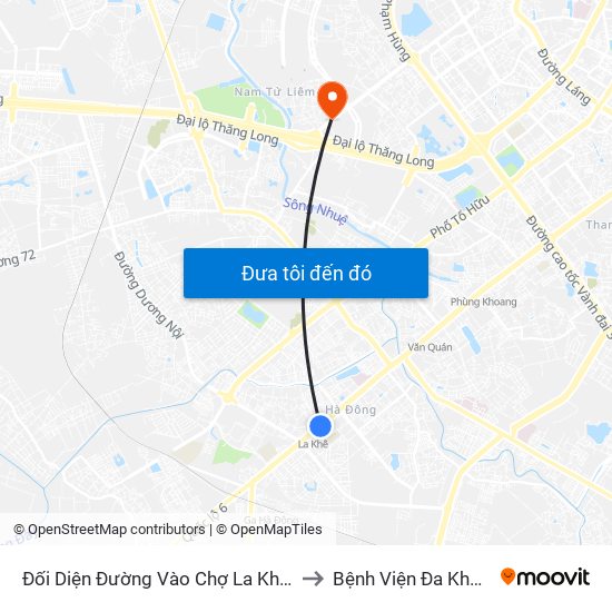 Đối Diện Đường Vào Chợ La Khê (Qua Ga Metro La Khê) - 405 Quang Trung (Hà Đông) to Bệnh Viện Đa Khoa Hồng Ngọc Phúc Trường Minh map