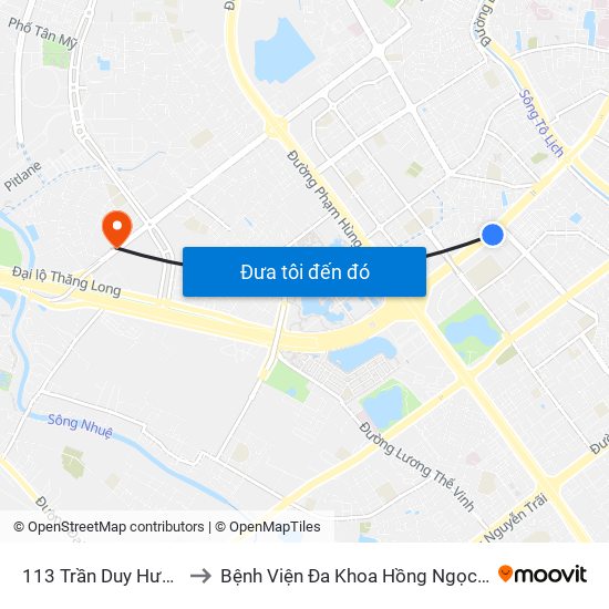 113 Trần Duy Hưng - Bộ Khcn to Bệnh Viện Đa Khoa Hồng Ngọc Phúc Trường Minh map