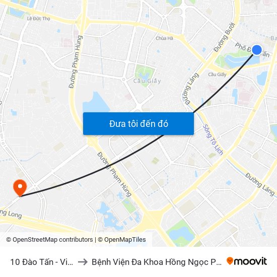 10 Đào Tấn - Viện Vật Lý to Bệnh Viện Đa Khoa Hồng Ngọc Phúc Trường Minh map