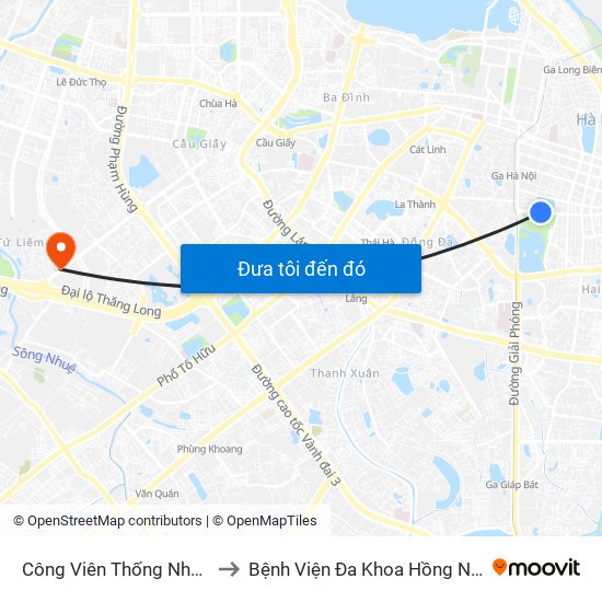 Công Viên Thống Nhất - Trần Nhân Tông to Bệnh Viện Đa Khoa Hồng Ngọc Phúc Trường Minh map