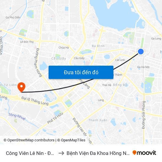 Công Viên Lê Nin - Đối Diện 35 Trần Phú to Bệnh Viện Đa Khoa Hồng Ngọc Phúc Trường Minh map