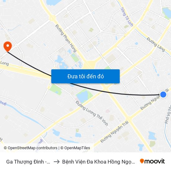 Ga Thượng Đình - Nguyễn Trãi to Bệnh Viện Đa Khoa Hồng Ngọc Phúc Trường Minh map