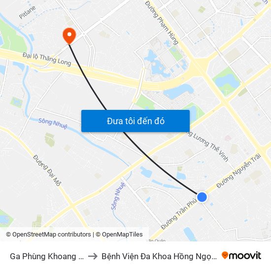 Ga Phùng Khoang - 81 Trần Phú to Bệnh Viện Đa Khoa Hồng Ngọc Phúc Trường Minh map