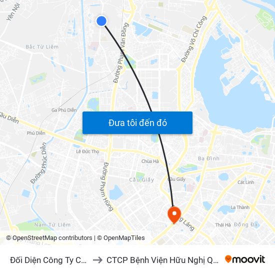 Đối Diện Công Ty Cp Cơ Điện Hn- Đường Đức Thắng to CTCP Bệnh Viện Hữu Nghị Quốc Tế Hà Nội Viện Thẩm Mỹ Quốc Tế DR.Han map