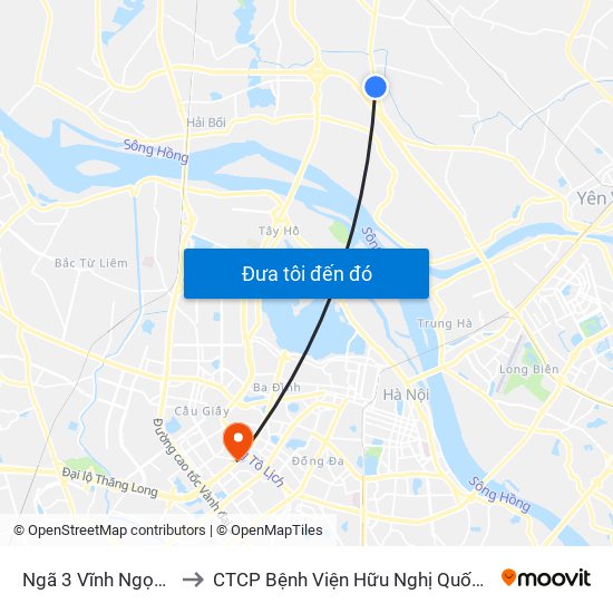 Ngã 3 Vĩnh Ngọc - Km 9+230 Quốc Lộ 3 to CTCP Bệnh Viện Hữu Nghị Quốc Tế Hà Nội Viện Thẩm Mỹ Quốc Tế DR.Han map