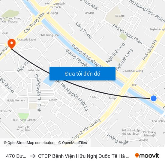 470 Đường Láng to CTCP Bệnh Viện Hữu Nghị Quốc Tế Hà Nội Viện Thẩm Mỹ Quốc Tế DR.Han map