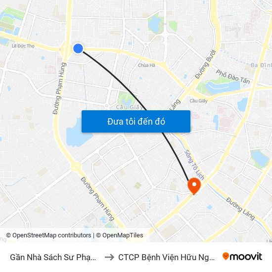 Gần Nhà Sách Sư Phạm (Đại Học Sư Phạm Hà Nội) - 136 Xuân Thủy to CTCP Bệnh Viện Hữu Nghị Quốc Tế Hà Nội Viện Thẩm Mỹ Quốc Tế DR.Han map