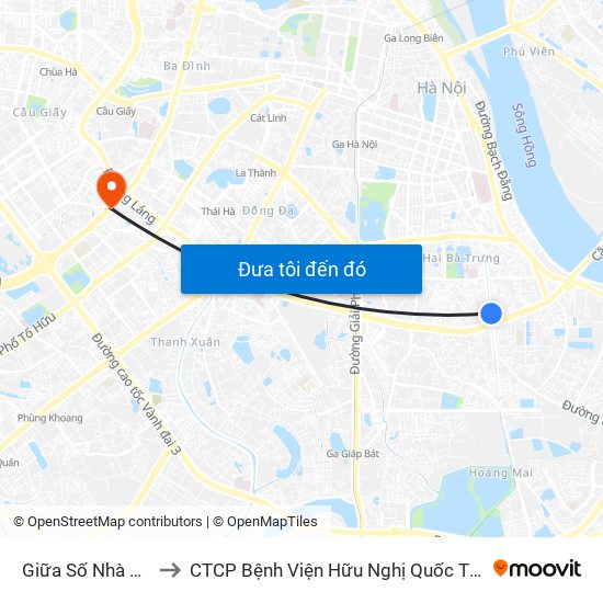 Giữa Số Nhà 613-615 Kim Ngưu to CTCP Bệnh Viện Hữu Nghị Quốc Tế Hà Nội Viện Thẩm Mỹ Quốc Tế DR.Han map