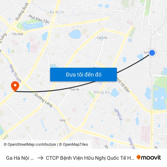 Ga Hà Nội - 120 Lê Duẩn to CTCP Bệnh Viện Hữu Nghị Quốc Tế Hà Nội Viện Thẩm Mỹ Quốc Tế DR.Han map