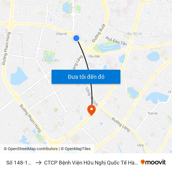 Số 148-150 Cầu Giấy to CTCP Bệnh Viện Hữu Nghị Quốc Tế Hà Nội Viện Thẩm Mỹ Quốc Tế DR.Han map