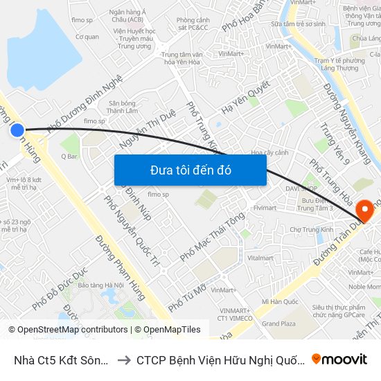 Nhà Ct5 Kđt Sông Đà Mỹ Đình - Phạm Hùng to CTCP Bệnh Viện Hữu Nghị Quốc Tế Hà Nội Viện Thẩm Mỹ Quốc Tế DR.Han map