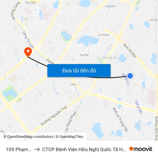 109 Phạm Ngọc Thạch to CTCP Bệnh Viện Hữu Nghị Quốc Tế Hà Nội Viện Thẩm Mỹ Quốc Tế DR.Han map