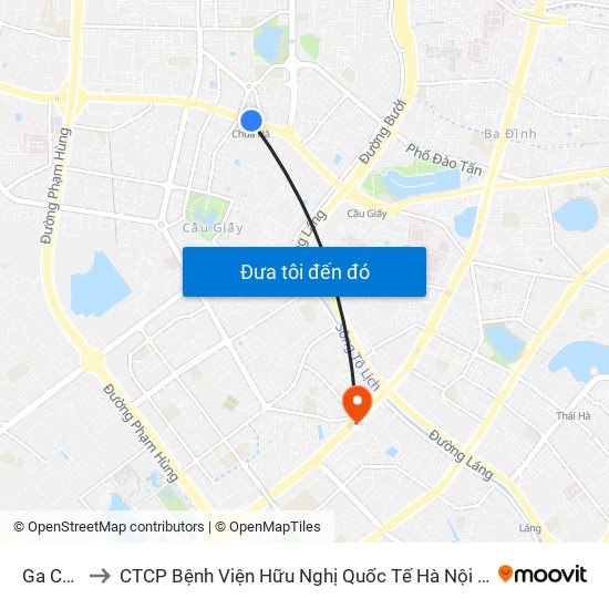 Ga Chùa Hà to CTCP Bệnh Viện Hữu Nghị Quốc Tế Hà Nội Viện Thẩm Mỹ Quốc Tế DR.Han map