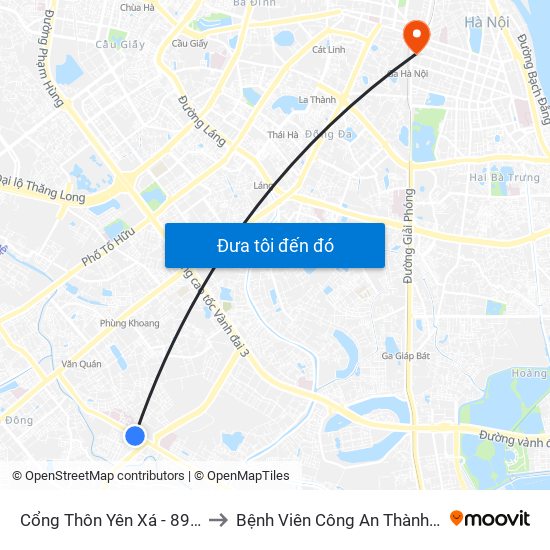 Cổng Thôn Yên Xá - 89 Cầu Bươu to Bệnh Viên Công An Thành Phố Hà Nội map