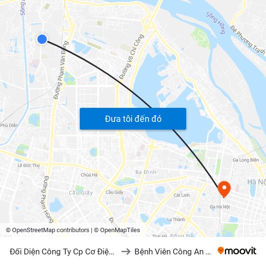 Đối Diện Công Ty Cp Cơ Điện Hn- Đường Đức Thắng to Bệnh Viên Công An Thành Phố Hà Nội map