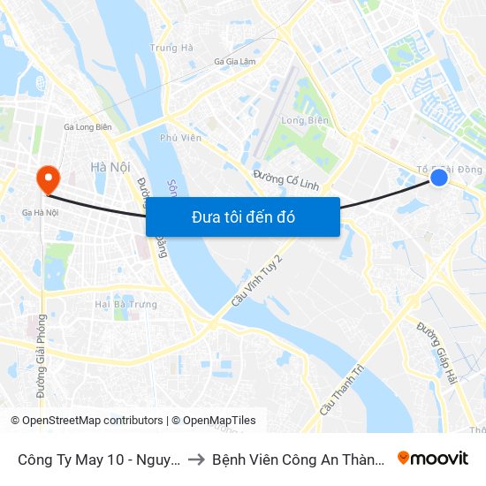 Công Ty May 10 - Nguyễn Văn Linh to Bệnh Viên Công An Thành Phố Hà Nội map