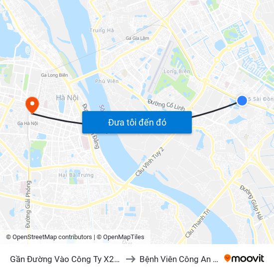 Gần Đường Vào Công Ty X22 - 705 Nguyễn Văn Linh to Bệnh Viên Công An Thành Phố Hà Nội map
