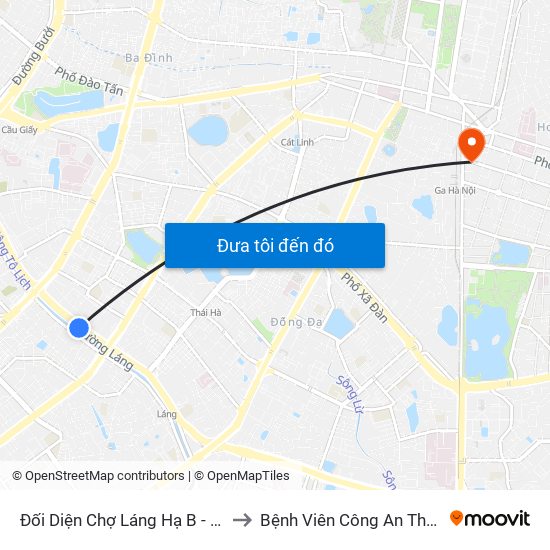 Đối Diện Chợ Láng Hạ B - 564 Đường Láng to Bệnh Viên Công An Thành Phố Hà Nội map