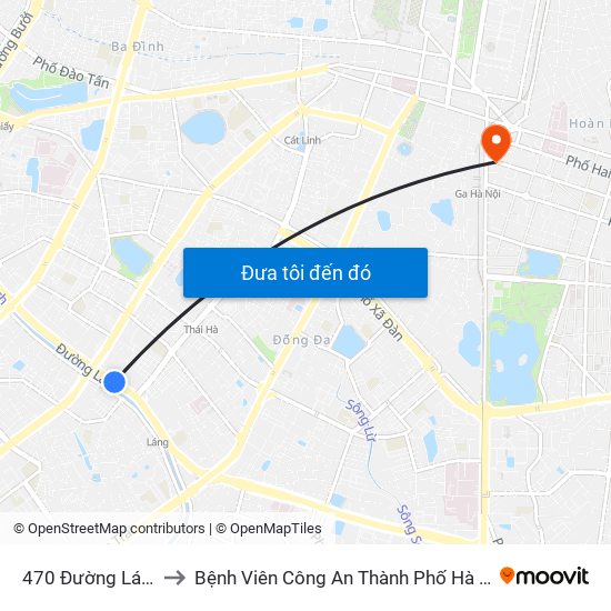 470 Đường Láng to Bệnh Viên Công An Thành Phố Hà Nội map