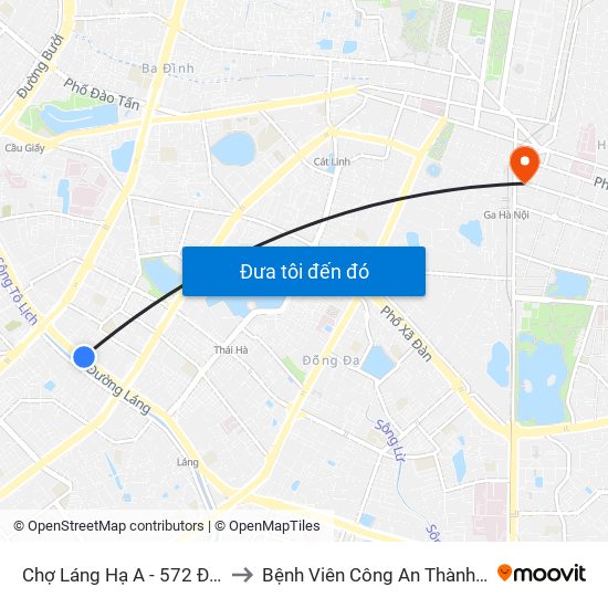 Chợ Láng Hạ A - 572 Đường Láng to Bệnh Viên Công An Thành Phố Hà Nội map