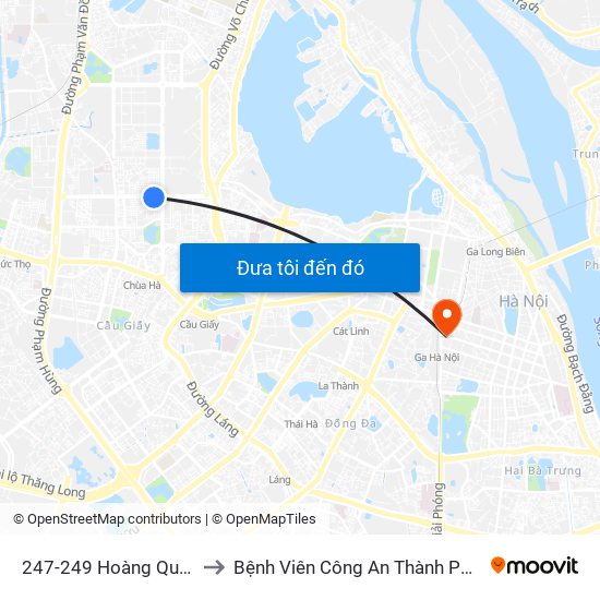 247-249 Hoàng Quốc Việt to Bệnh Viên Công An Thành Phố Hà Nội map