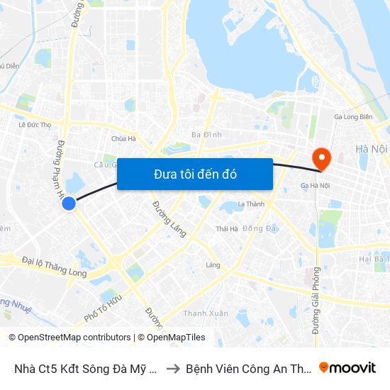 Nhà Ct5 Kđt Sông Đà Mỹ Đình - Phạm Hùng to Bệnh Viên Công An Thành Phố Hà Nội map