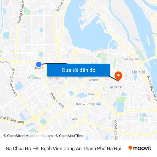 Ga Chùa Hà to Bệnh Viên Công An Thành Phố Hà Nội map