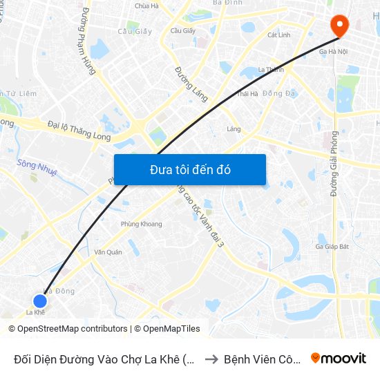 Đối Diện Đường Vào Chợ La Khê (Qua Ga Metro La Khê) - 405 Quang Trung (Hà Đông) to Bệnh Viên Công An Thành Phố Hà Nội map