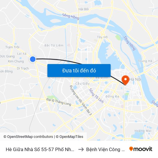 Hè Giữa Nhà Số 55-57 Phố Nhổn to Bệnh Viện Công An map