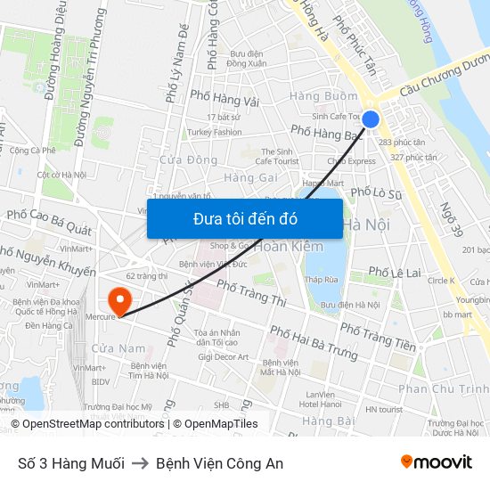 Số 3 Hàng Muối to Bệnh Viện Công An map