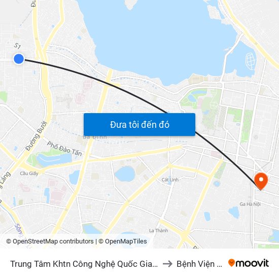 Trung Tâm Khtn Công Nghệ Quốc Gia - 18 Hoàng Quốc Việt to Bệnh Viện Công An map