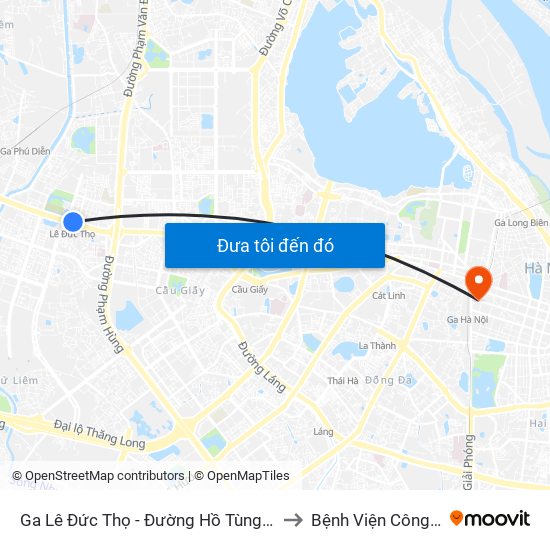 Ga Lê Đức Thọ - Đường Hồ Tùng Mậu to Bệnh Viện Công An map