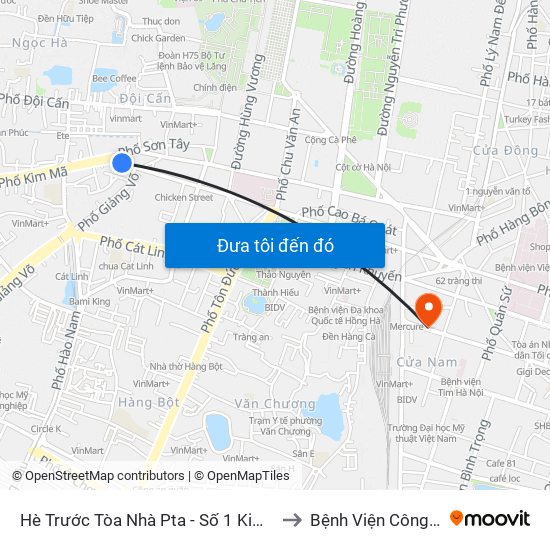 Hè Trước Tòa Nhà Pta - Số 1 Kim Mã to Bệnh Viện Công An map