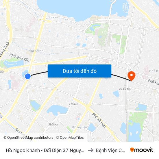 Hồ Ngọc Khánh - Đối Diện 37 Nguyễn Chí Thanh to Bệnh Viện Công An map