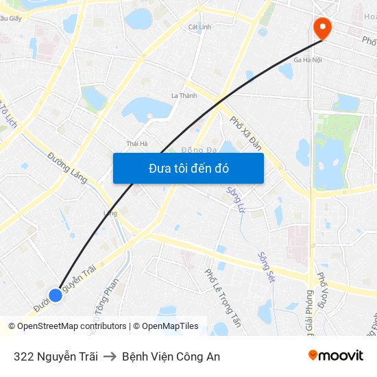 322 Nguyễn Trãi to Bệnh Viện Công An map