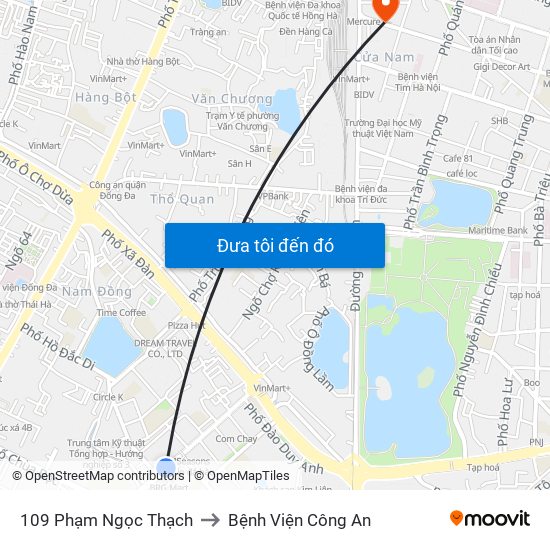 109 Phạm Ngọc Thạch to Bệnh Viện Công An map