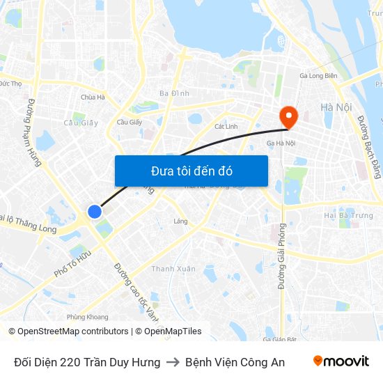 Đối Diện 220 Trần Duy Hưng to Bệnh Viện Công An map