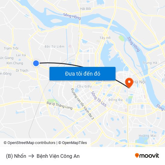 (B) Nhổn to Bệnh Viện Công An map