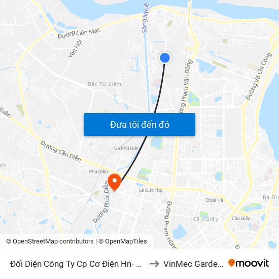 Đối Diện Công Ty Cp Cơ Điện Hn- Đường Đức Thắng to VinMec Gardenia Clinic map