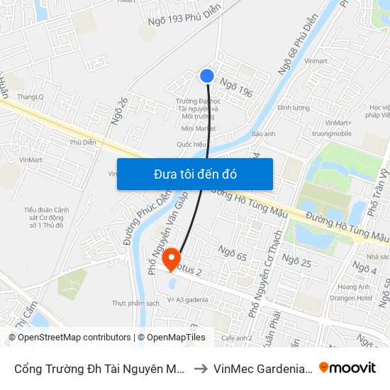 Cổng Trường Đh Tài Nguyên Môi Trường to VinMec Gardenia Clinic map