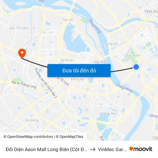 Đối Diện Aeon Mall Long Biên (Cột Điện T4a/2a-B Đường Cổ Linh) to VinMec Gardenia Clinic map