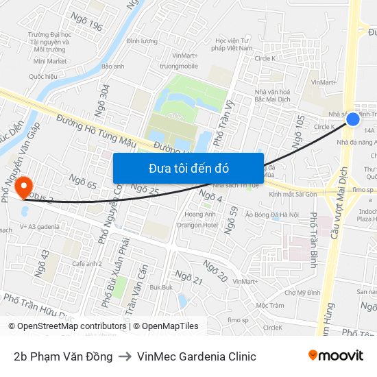 2b Phạm Văn Đồng to VinMec Gardenia Clinic map