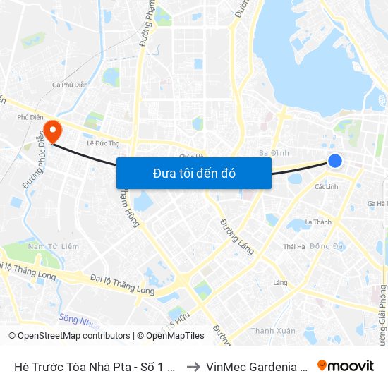 Hè Trước Tòa Nhà Pta - Số 1 Kim Mã to VinMec Gardenia Clinic map