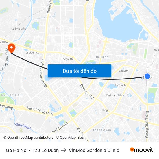 Ga Hà Nội - 120 Lê Duẩn to VinMec Gardenia Clinic map