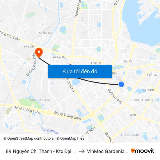 89 Nguyễn Chí Thanh - Ktx Đại Học Luật to VinMec Gardenia Clinic map